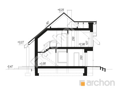 Проєкт будинку ARCHON+ Будинок в яблонках 5 (E) ВДЕ Розріз будинку