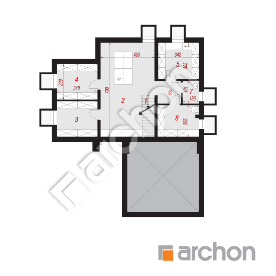 Проект будинку ARCHON+ Будинок в яскерах (Г2ПЕ) План підвалу