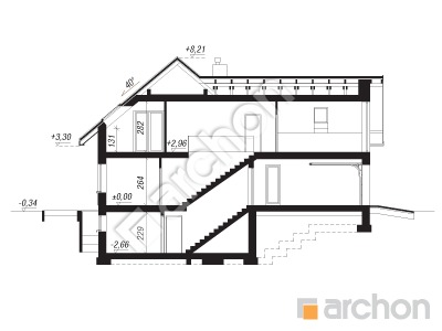 Проєкт будинку ARCHON+ Будинок в яскерах (Г2ПЕ) Розріз будинку