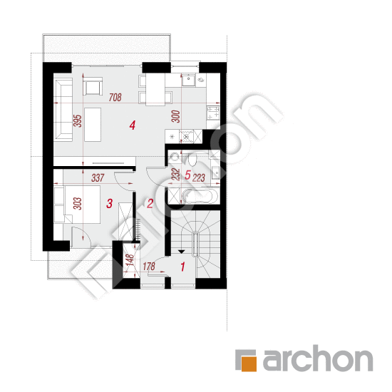 Проект дома ARCHON+ Дом при сквере 3 (Р2Б) План першого поверху