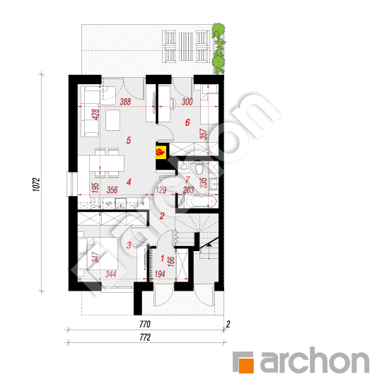 Проект будинку ARCHON+ Будинок при тракті 2 (Р2Б) вер.2 План першого поверху