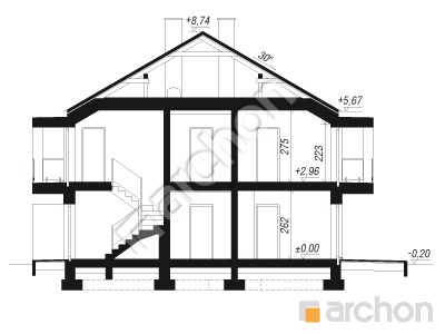 Проект дома ARCHON+ Дом при тракте 2 (Р2Б) вер.2 Розріз будинку