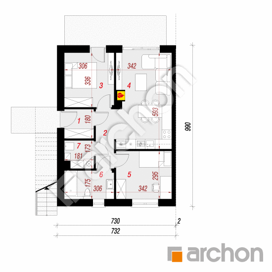 Проект дома ARCHON+ Дом в давидиях (Р2Б) вер.2  План першого поверху