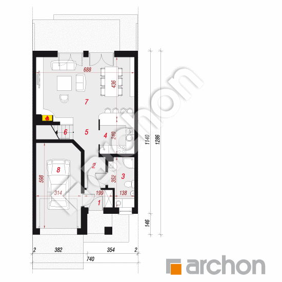 Проект будинку ARCHON+ Будинок в клематисах 12 (С) вер. 3 План першого поверху