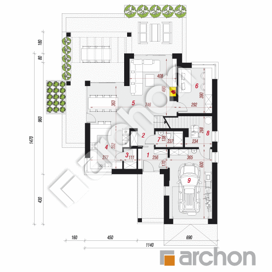 Проект будинку ARCHON+ Будинок у телімах (Г) План першого поверху