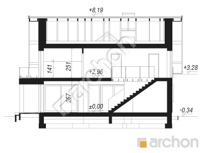 Проєкт будинку ARCHON+ Будинок у телімах (Г) Розріз будинку