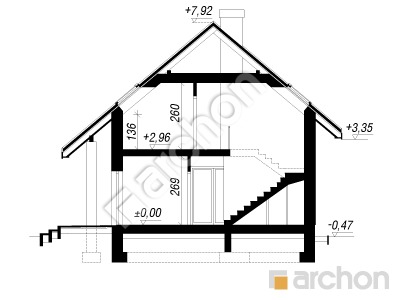 Проєкт будинку ARCHON+ Будинок в журавках 6 (В) Розріз будинку