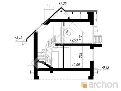 Проект дома ARCHON+ Дом в люпине вер.2 Розріз будинку