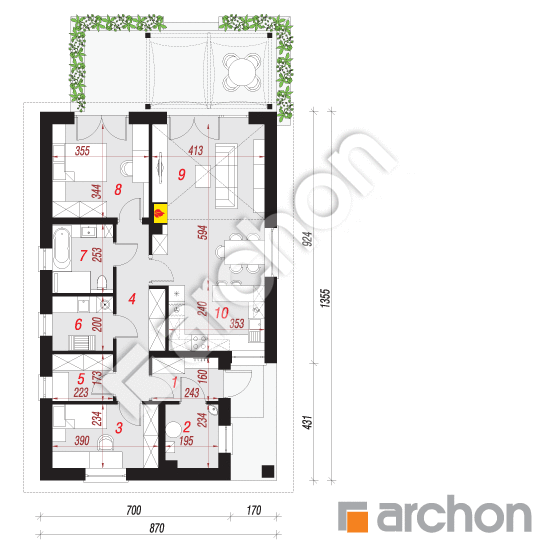Проект будинку ARCHON+ Будинок в цедрелах План першого поверху