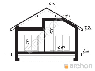 Проєкт будинку ARCHON+ Будинок в цедрелах Розріз будинку