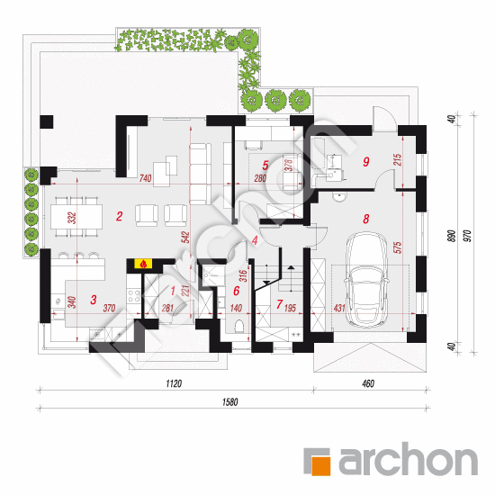 Проект дома ARCHON+ Дом в серебрянках 2 (Г) План першого поверху