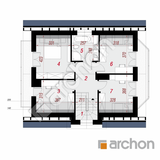 Проект будинку ARCHON+ Будинок в завільцах вер.2 План мансандри
