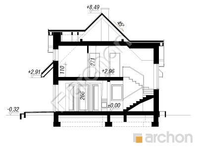 Проект дома ARCHON+ Дом в завильцах вер.2 Розріз будинку