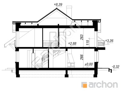 Проект дома ARCHON+ Дом под гинко вер.2 Розріз будинку