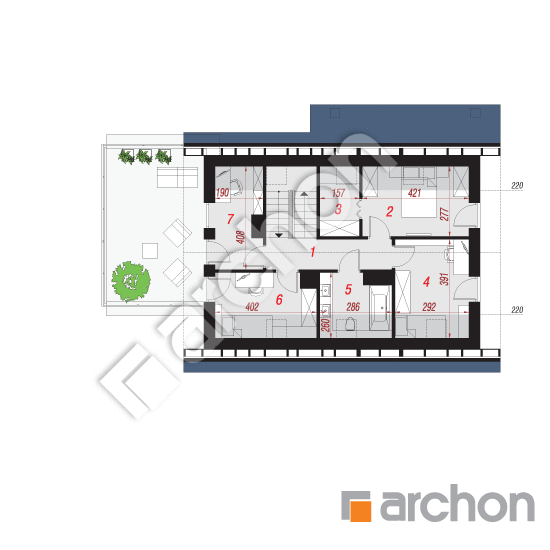 Проект будинку ARCHON+ Будинок в цитринках (П) План мансандри