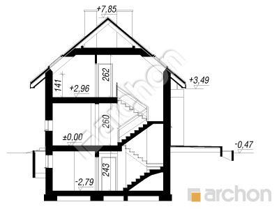 Проєкт будинку ARCHON+ Будинок в цитринках (П) Розріз будинку