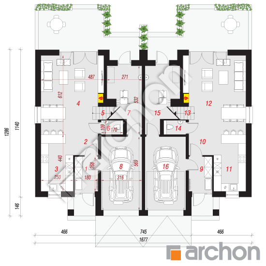 Проект будинку ARCHON+ Будинок під агавами 3 (Р2) План першого поверху