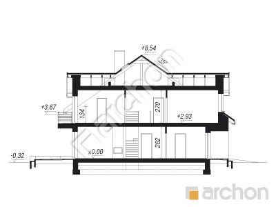Проект дома ARCHON+ Дом под агавами 3 (Р2) Розріз будинку