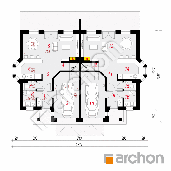 Проект дома ARCHON+ Дом в клематисах 10 вер.2 План першого поверху