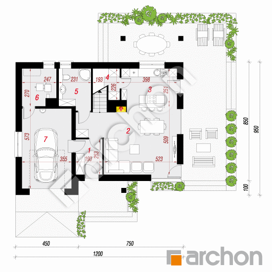 Проект будинку ARCHON+ Будинок в яблонках 3 План першого поверху