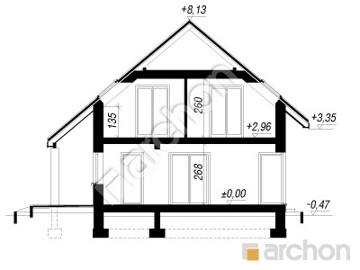Проєкт будинку ARCHON+ Будинок в яблонках 3 Розріз будинку
