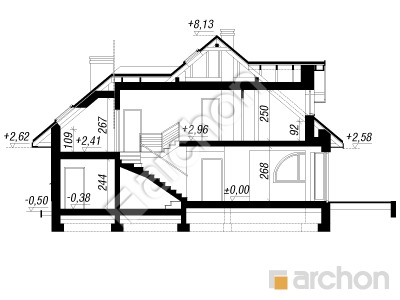 Проєкт будинку ARCHON+ Будинок в зефірантесі 2 (Г2) Розріз будинку