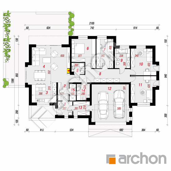 Проект будинку ARCHON+ Будинок в парроті 2 (Г2) План першого поверху