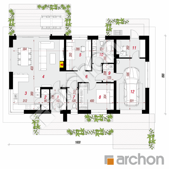 Проект дома ARCHON+ Дом в мекинтошах 9 (Г) План першого поверху