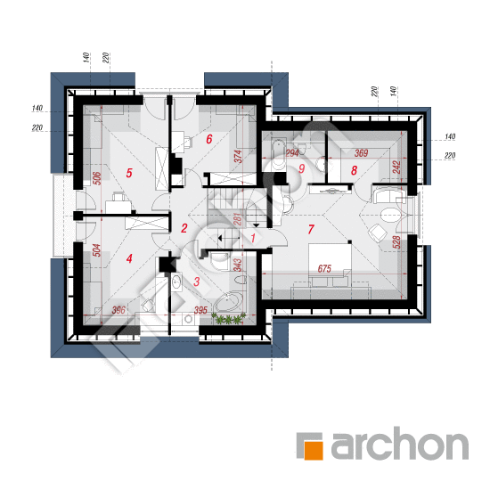 Проект будинку ARCHON+ Будинок в чорнушці 2 (Г2) вер.2 План мансандри