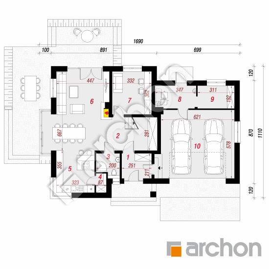 Проект будинку ARCHON+ Будинок в чорнушці 2 (Г2) вер.2 План першого поверху