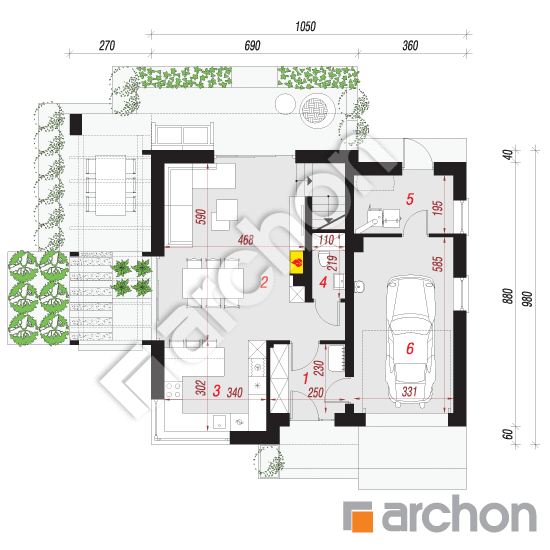 Проект дома ARCHON+ Дом в фаворитках План першого поверху