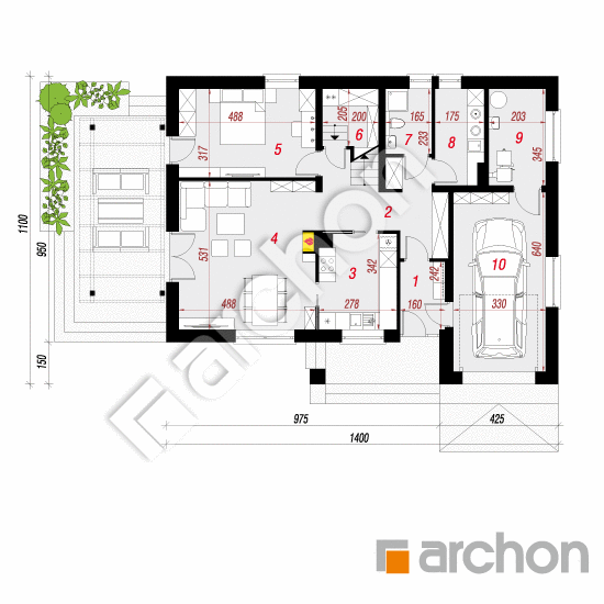 Проект дома ARCHON+ Дом в терновнике План першого поверху