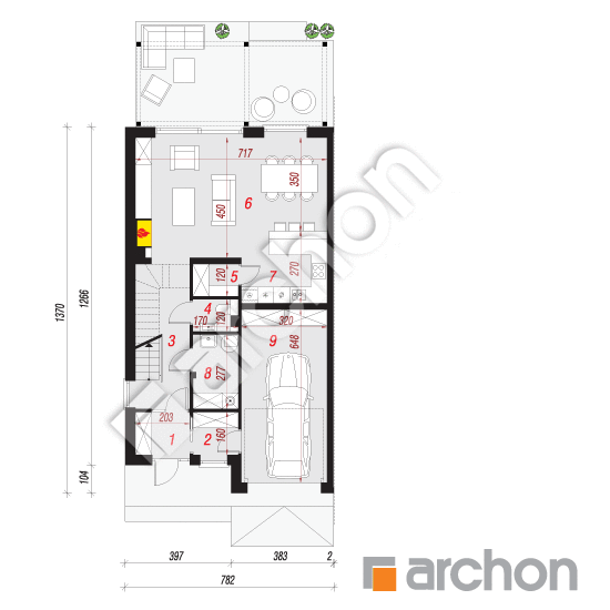 Проект дома ARCHON+ Дом под ореховым деревом (Б) План першого поверху