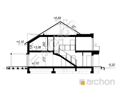 Проект дома ARCHON+ Дом под ореховым деревом (Б) Розріз будинку