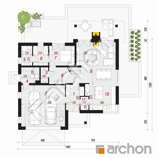 Проект будинку ARCHON+ Будинок в первоцвітах 2 (Г2) План першого поверху