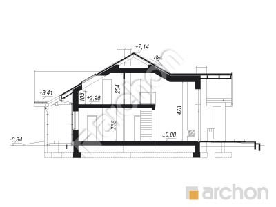 Проєкт будинку ARCHON+ Будинок в первоцвітах 2 (Г2) Розріз будинку