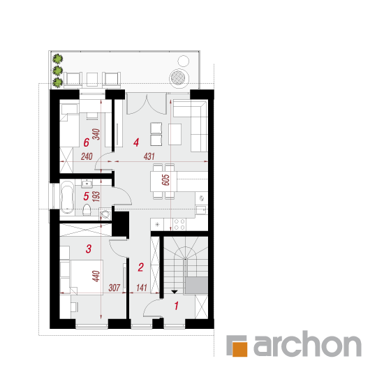 Проект дома ARCHON+ Дом в фиалках 5 (Р2Б) План мансандри