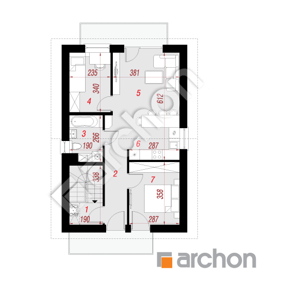 Проект будинку ARCHON+ Будинок в фіалках (Р2Е)      План мансандри