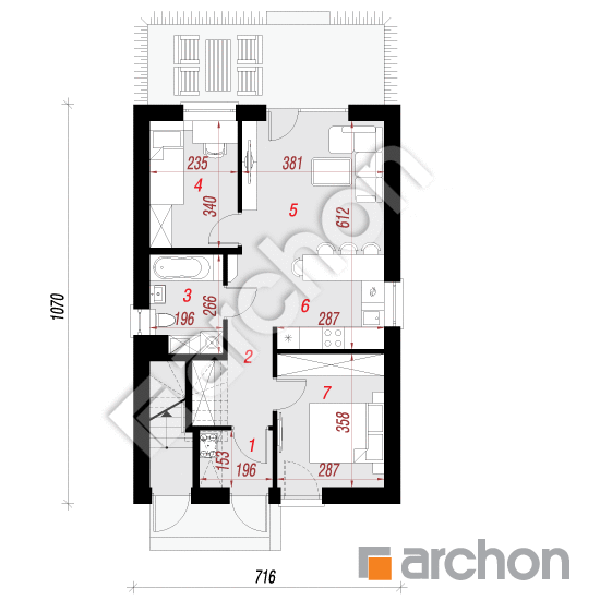 Проект будинку ARCHON+ Будинок в фіалках (Р2Е)      План першого поверху
