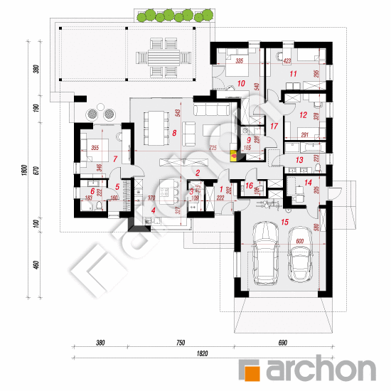 Проект будинку ARCHON+ Будинок в ісменах 2 (Г2) План першого поверху