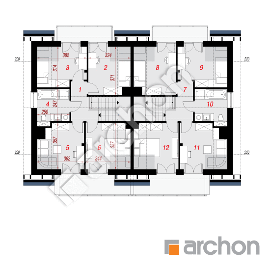 Проект дома ARCHON+ Дом в клематисах 20 (Р2) вер. 2 План мансандри
