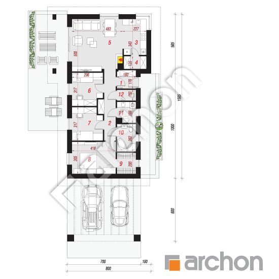 Проект дома ARCHON+ Дом в плюмериях 4 План першого поверху