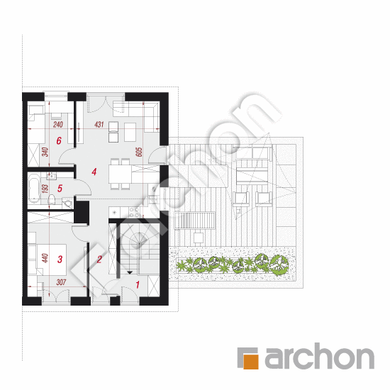 Проект дома ARCHON+ Дом в фиалках 4 (Р2Б) План мансандри
