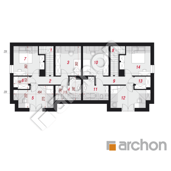 Проект дома ARCHON+ Дом в гунерах (Р2) вер. 2 План мансандри