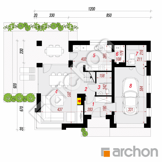 Проект дома ARCHON+ Дом в изопируме План першого поверху