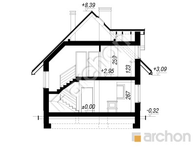 Проект дома ARCHON+ Дом на пригорке вер.2 Розріз будинку