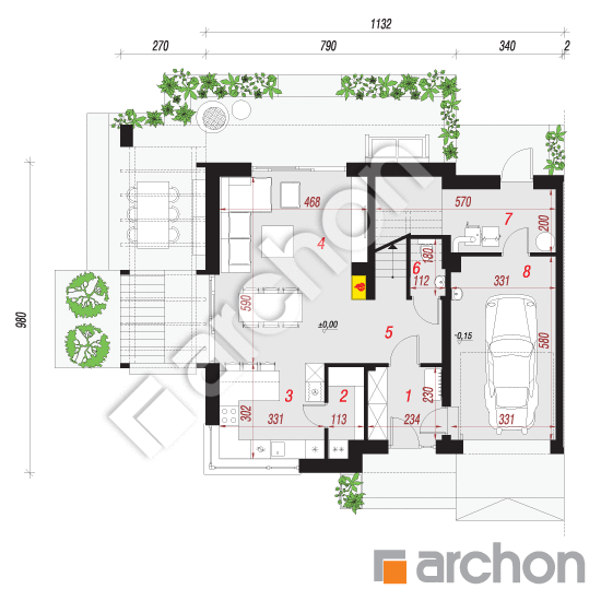 Проект дома ARCHON+ Дом в фаворитках 2 (Б) План першого поверху