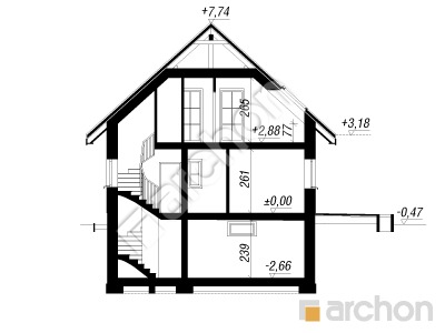 Проект дома ARCHON+ Дом в землянике 7 (П) Розріз будинку