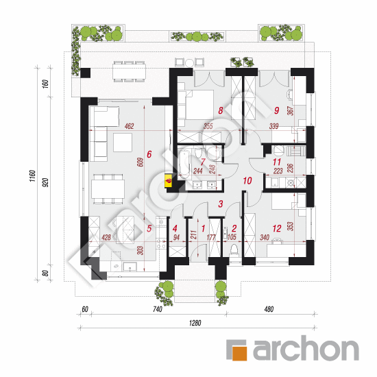 Проект будинку ARCHON+ Будинок під ціцербітою 2 (В) План першого поверху
