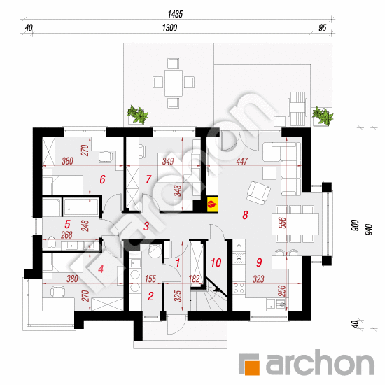 Проект будинку ARCHON+ Будинок під червоною горобиною 18 План першого поверху